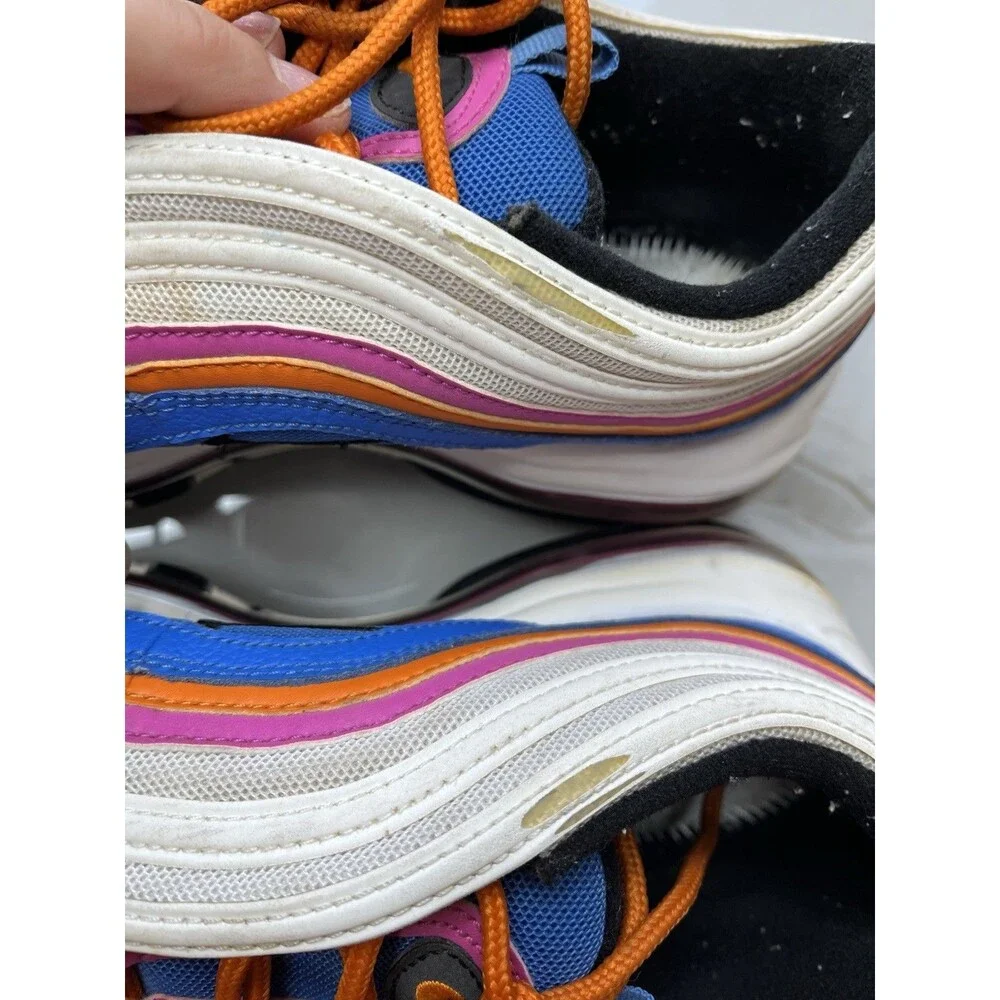Nike Air Max 97 White Blue Orange CW6992-100 Size 10.5 Men Sneakers Shoes